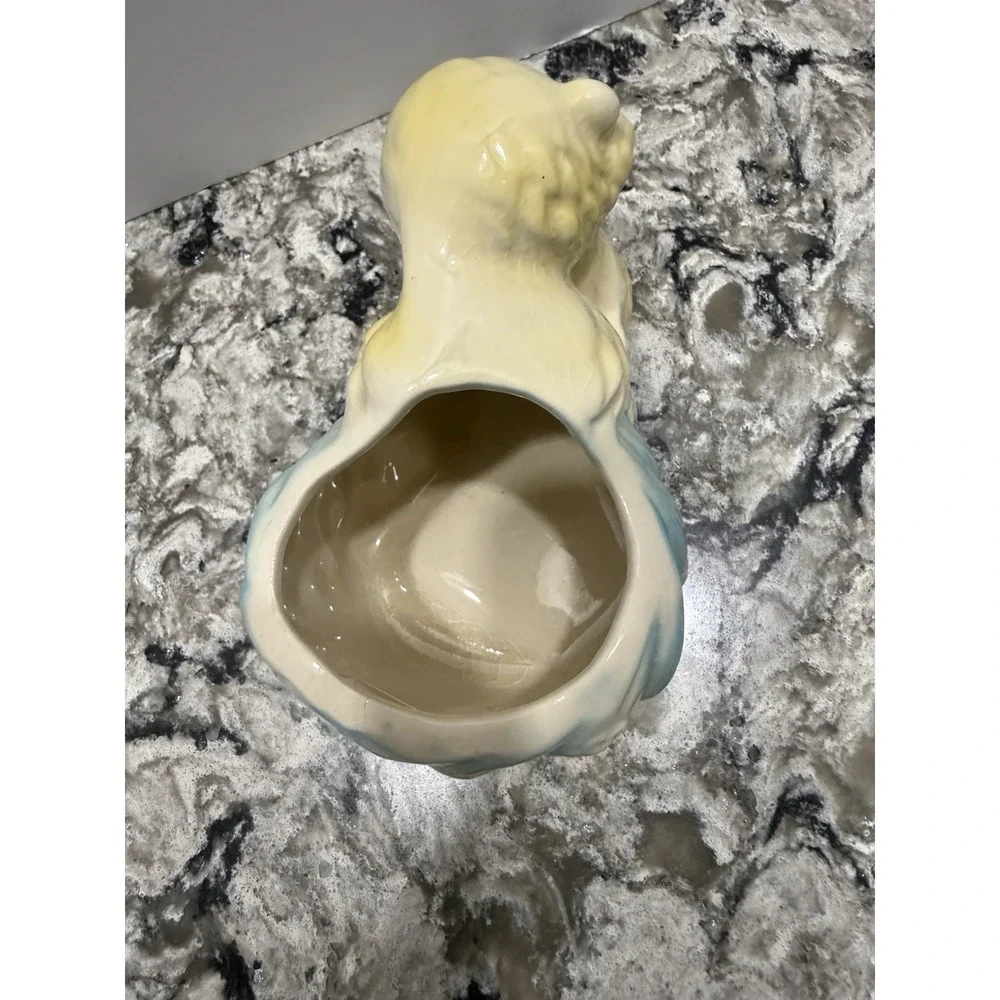Vintage Skunk Cat Kitten Planter Pastel Yellow and Blue MCM